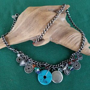 Park Lane Silver Charm Necklace with Blue Accents